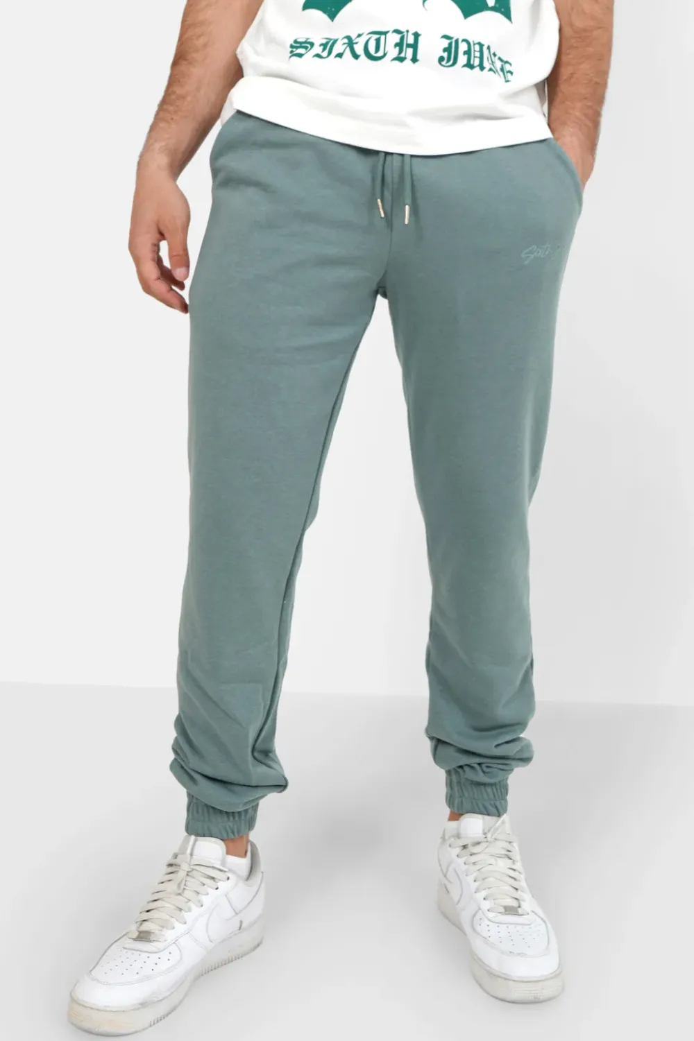 Homme Sixth June Pantalons | Jogging Logo Signature Vert Fonce