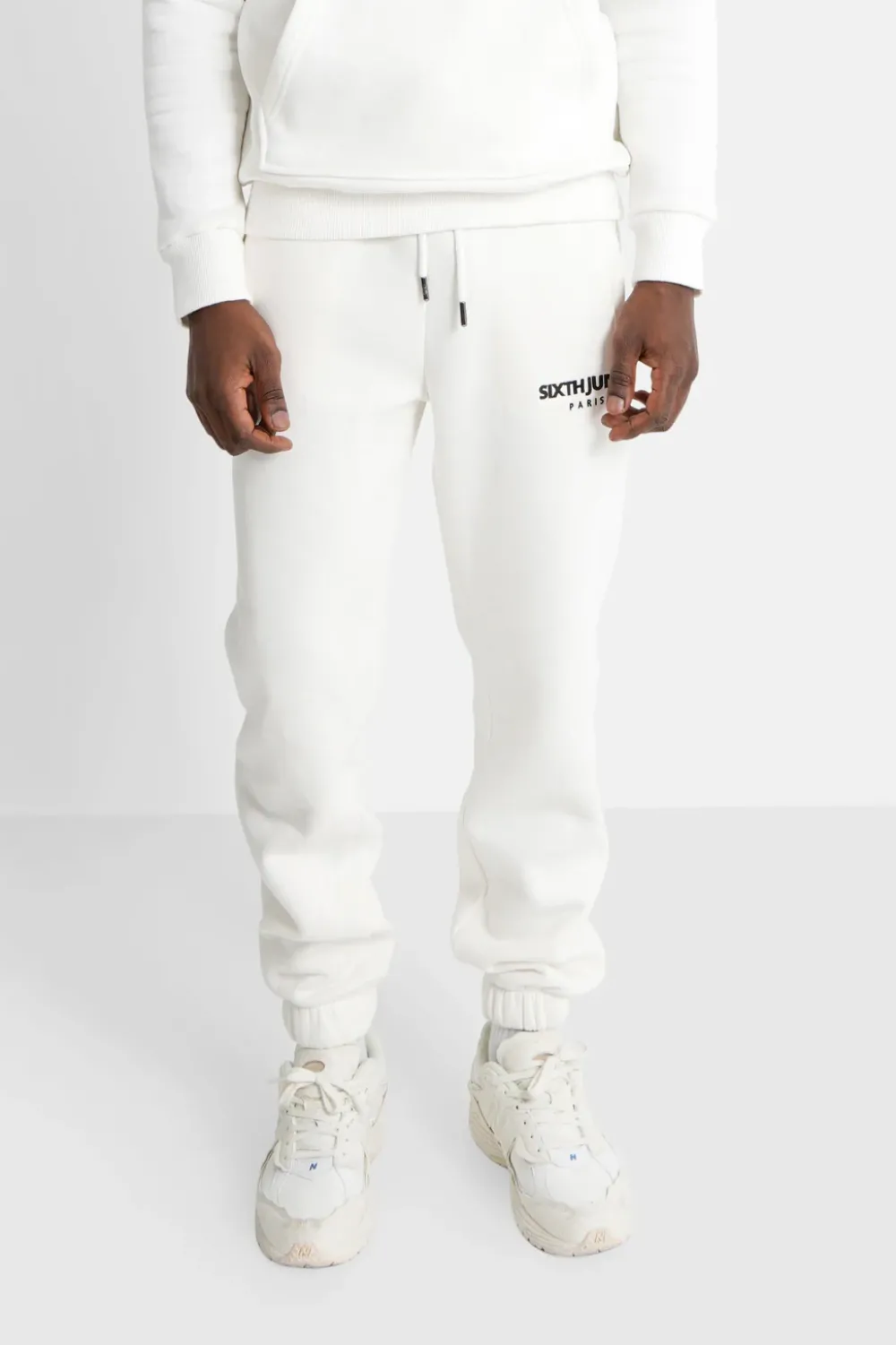 Homme Sixth June Pantalons | Jogging Molletonne Logo Brode Blanc