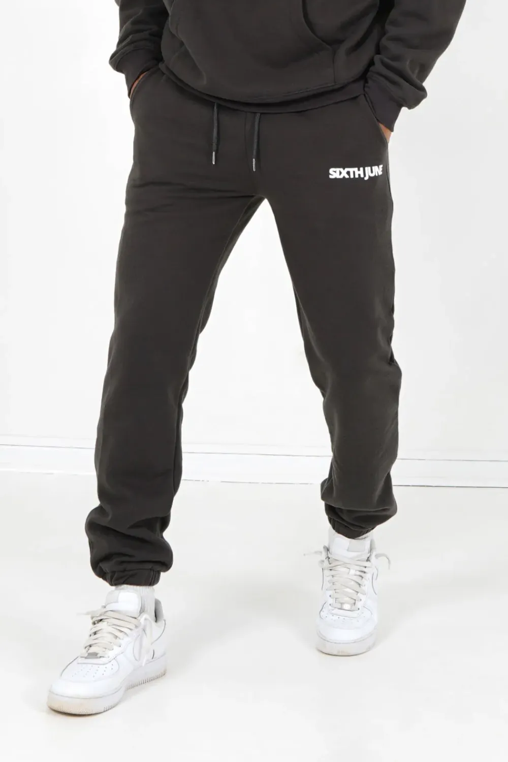 Homme Sixth June Pantalons | Jogging Molletonne Logo Gris Fonce