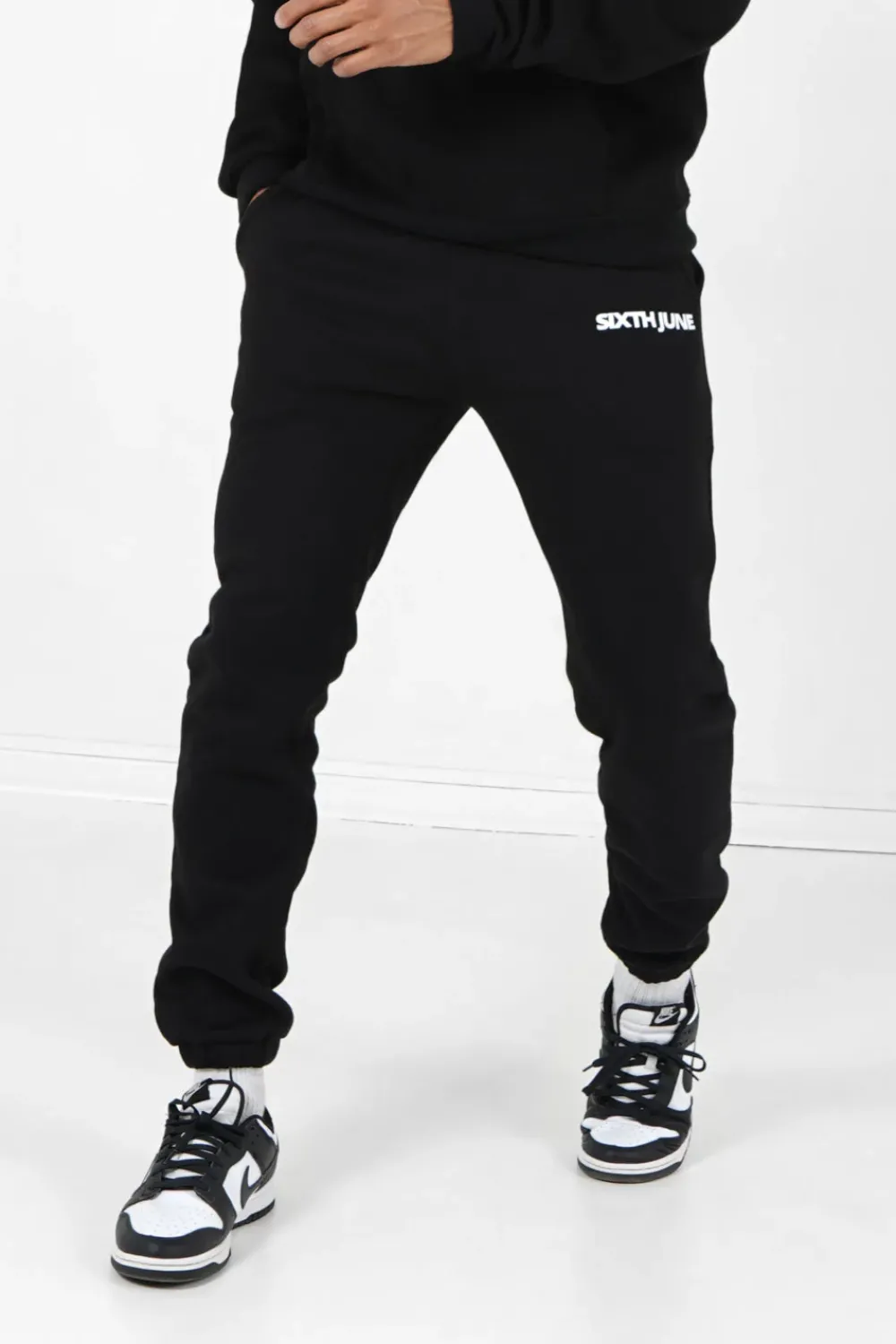 Homme Sixth June Pantalons | Jogging Molletonne Logo Noir