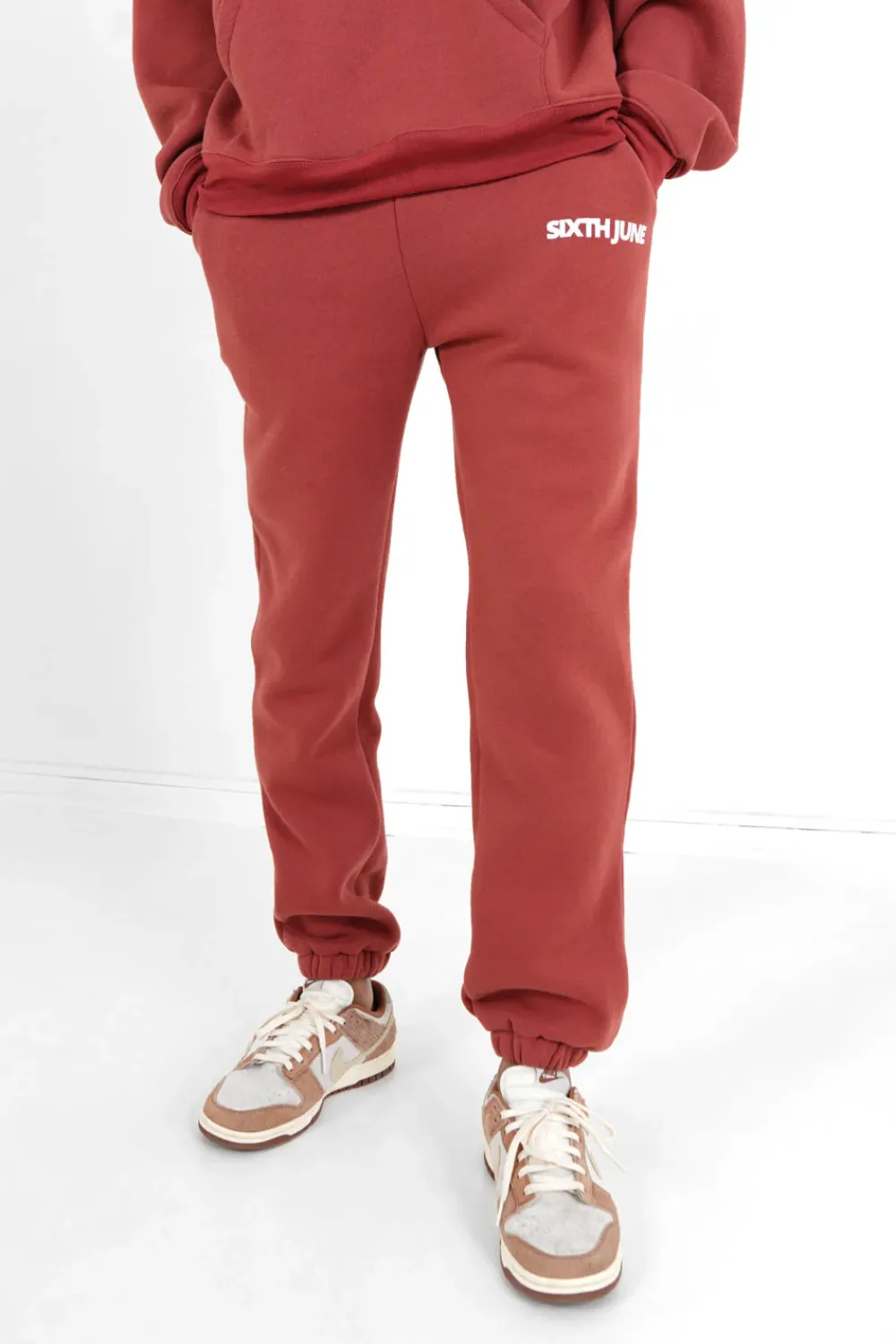 Homme Sixth June Pantalons | Jogging Molletonne Logo Rouge Fonce