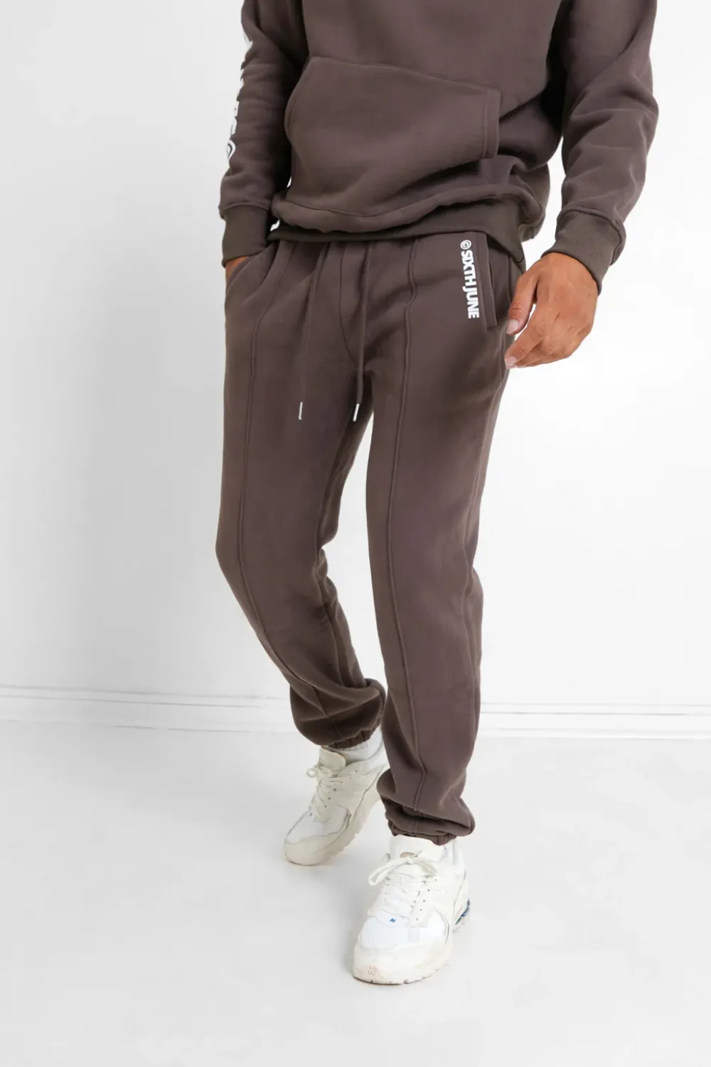 Homme Sixth June Pantalons | Jogging Molletonne Surpiqures Marron