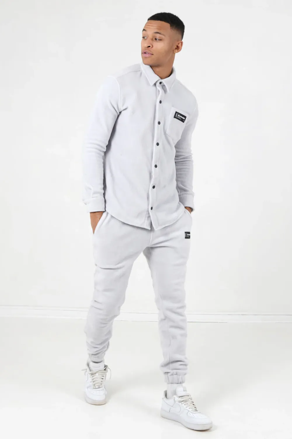 Homme Sixth June Pantalons | Jogging Polaire Logo Gris Clair