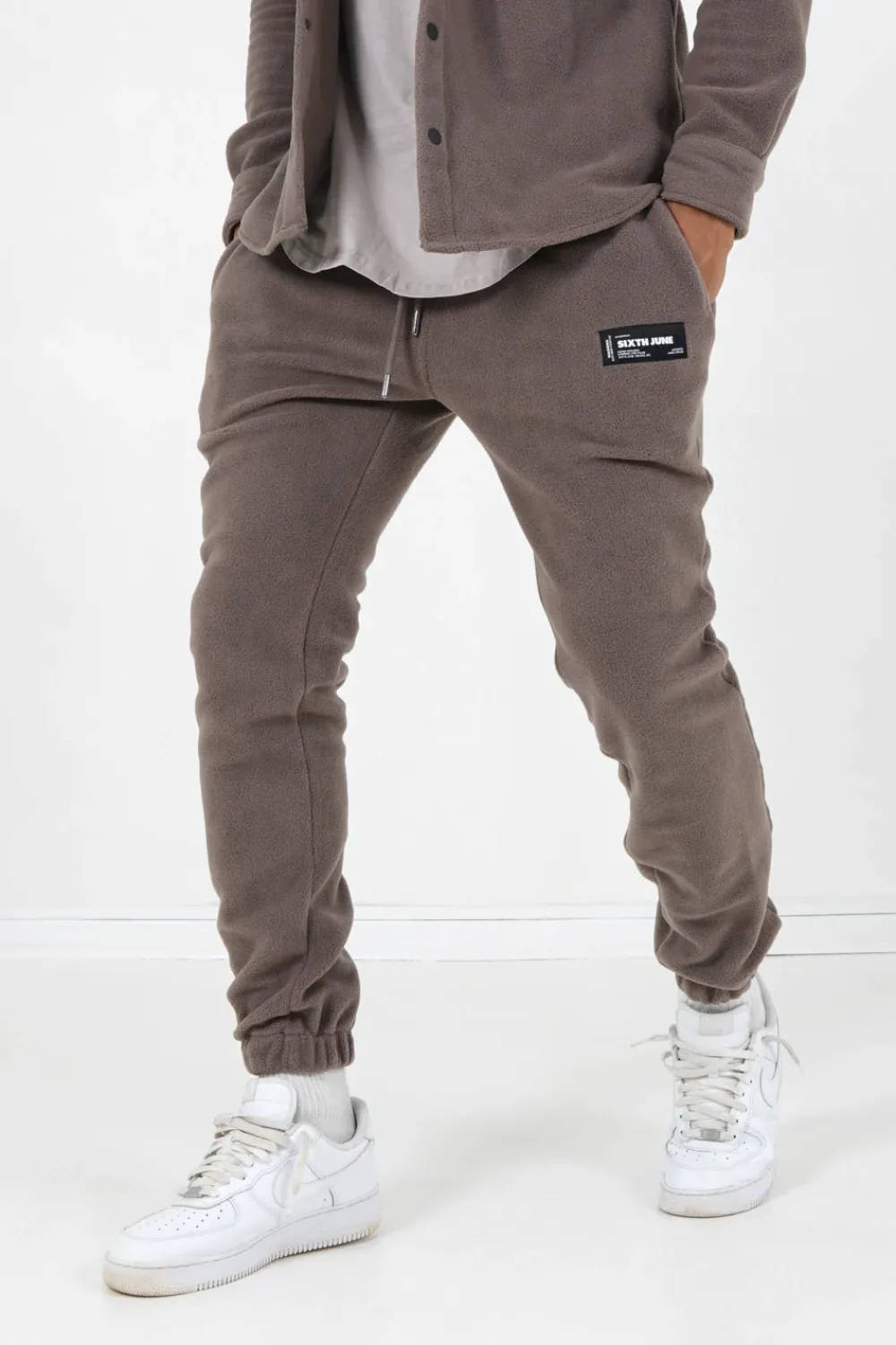 Homme Sixth June Pantalons | Jogging Polaire Logo Marron Clair