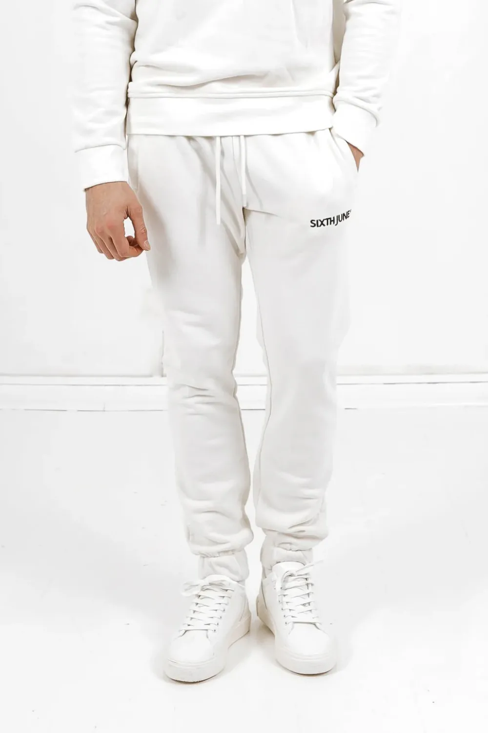 Homme Sixth June Pantalons | Jogging Soft Logo Brode Blanc