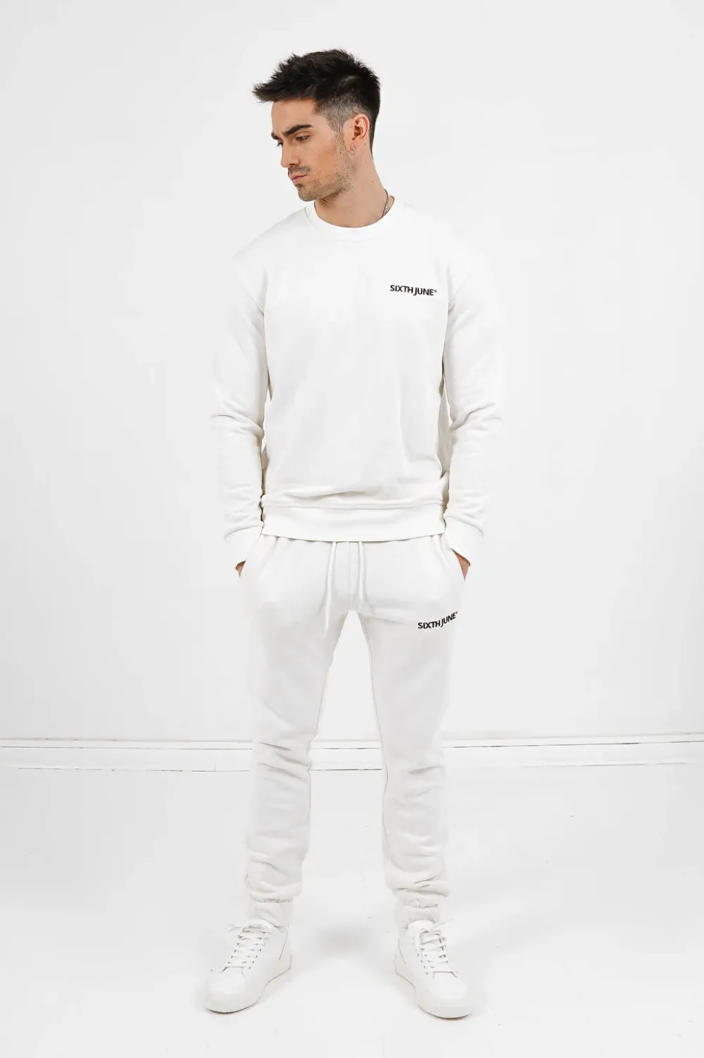 Homme Sixth June Pantalons | Jogging Soft Logo Brode Blanc