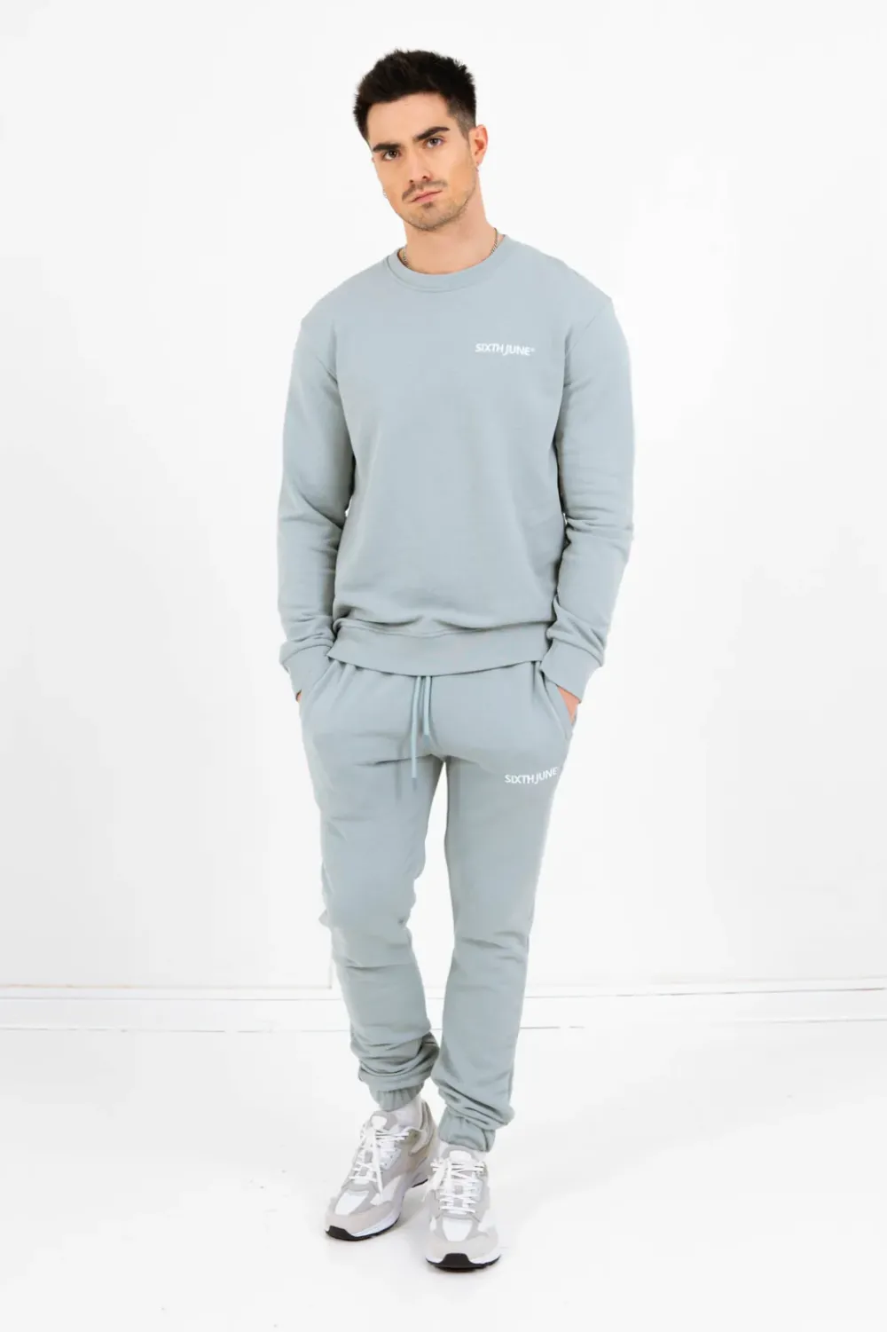 Homme Sixth June Pantalons | Jogging Soft Logo Brode Bleu