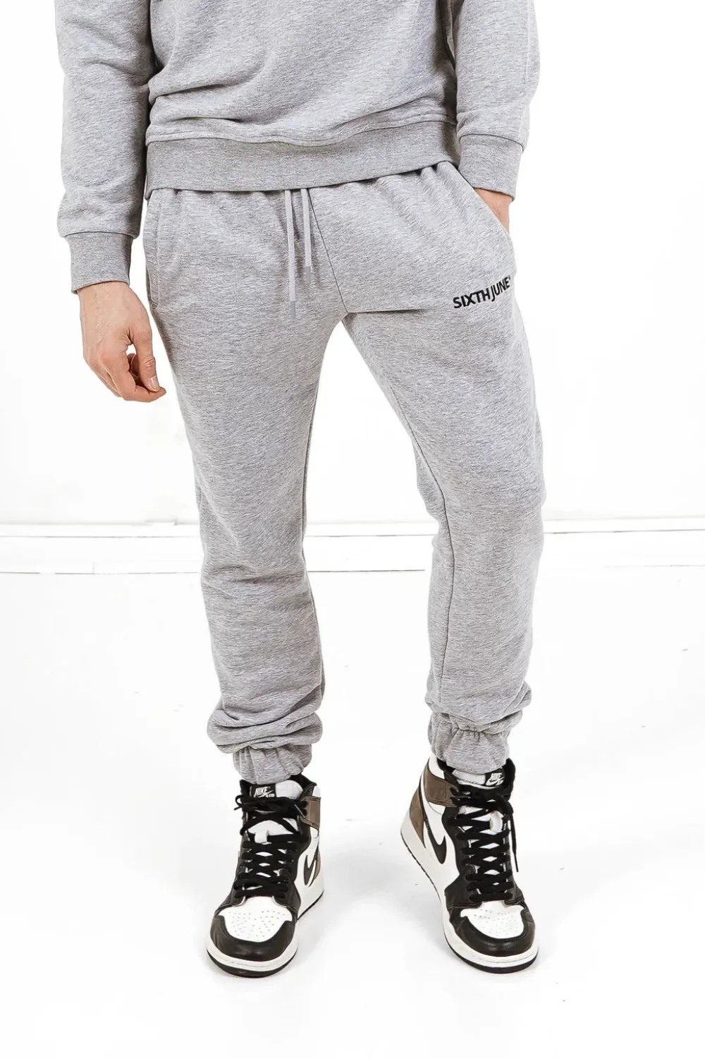 Homme Sixth June Pantalons | Jogging Soft Logo Brode Gris