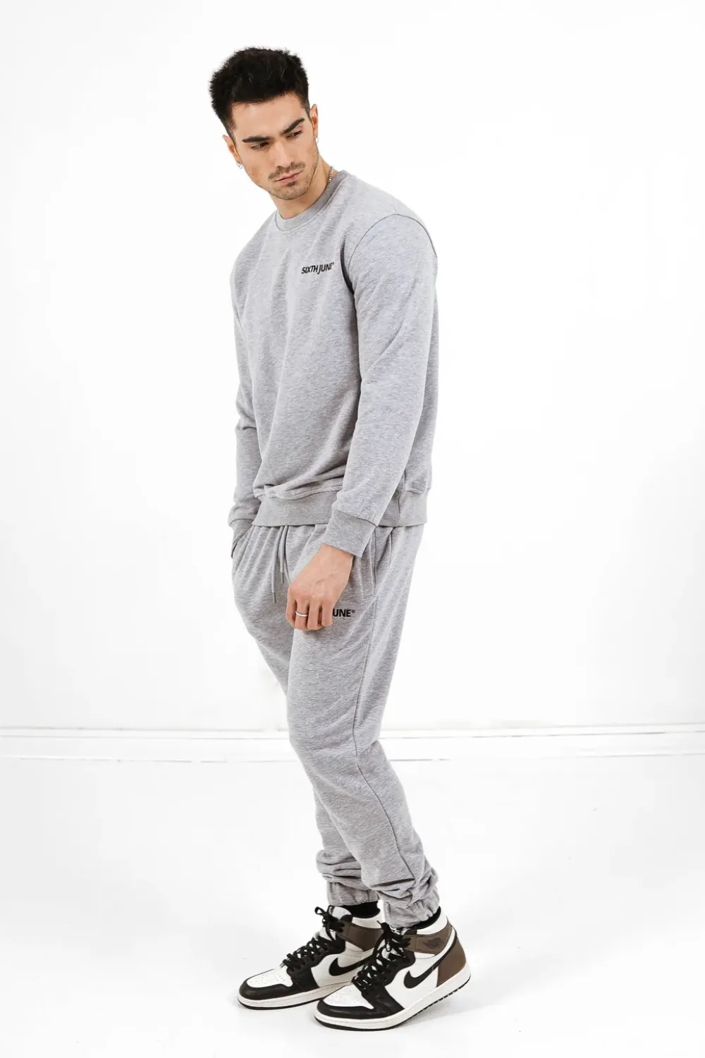 Homme Sixth June Pantalons | Jogging Soft Logo Brode Gris