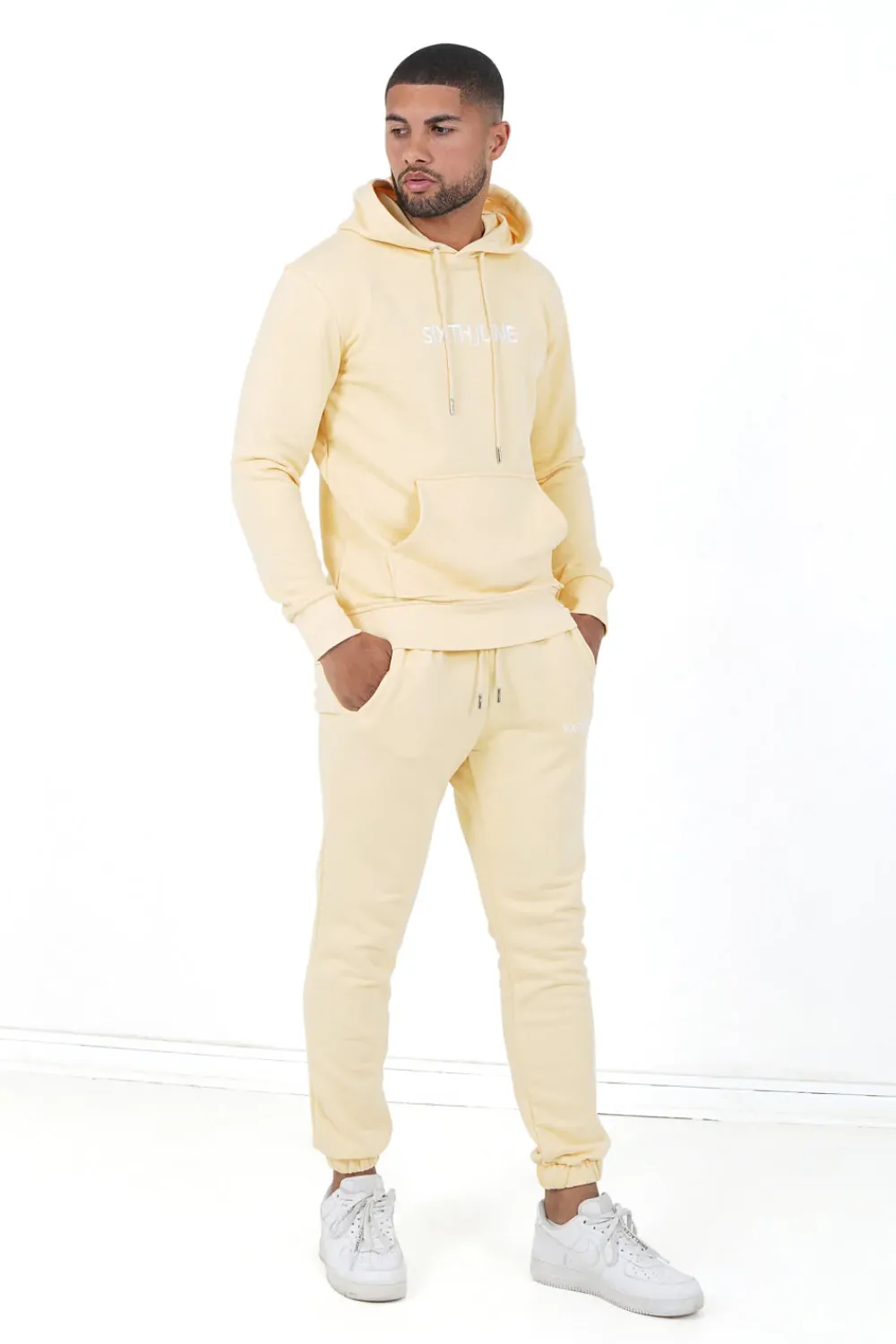 Homme Sixth June Pantalons | Jogging Soft Logo Brode Jaune