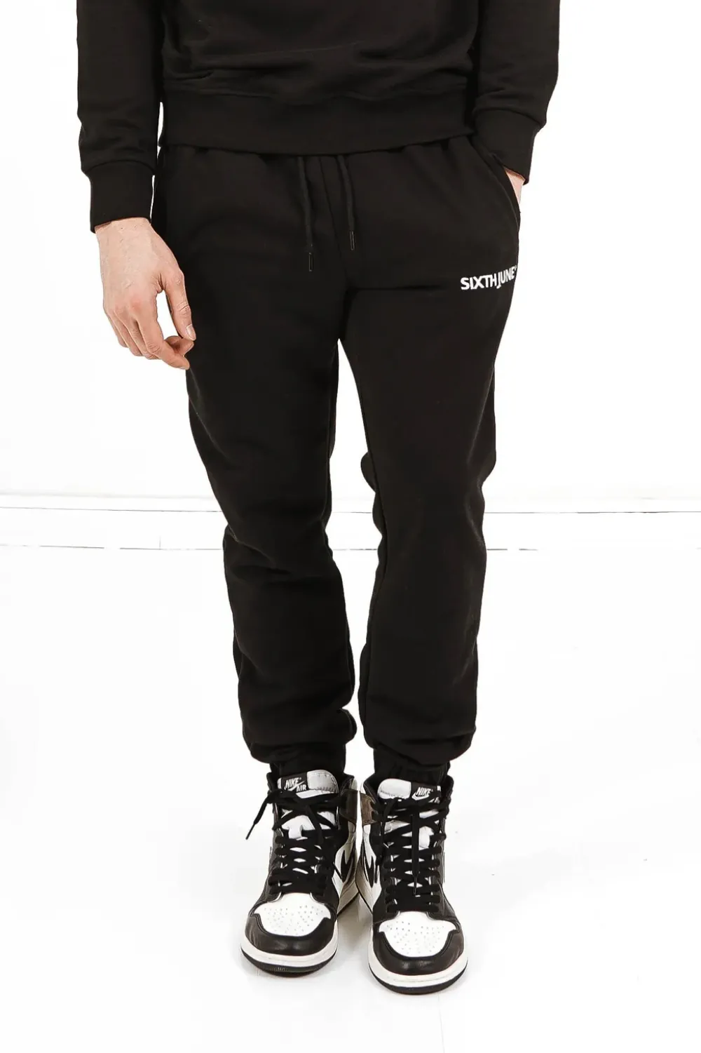 Homme Sixth June Pantalons | Jogging Soft Logo Brode Noir