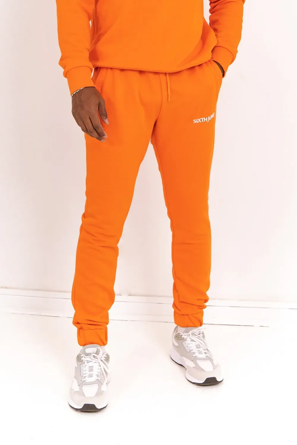 Homme Sixth June Pantalons | Jogging Soft Logo Brode Orange