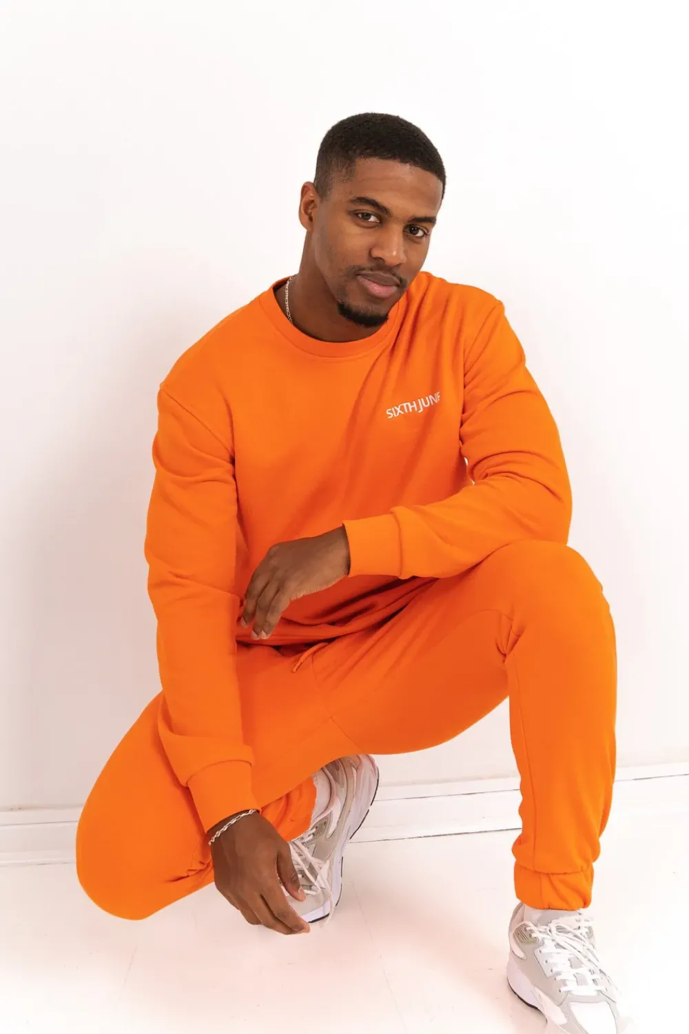 Homme Sixth June Pantalons | Jogging Soft Logo Brode Orange