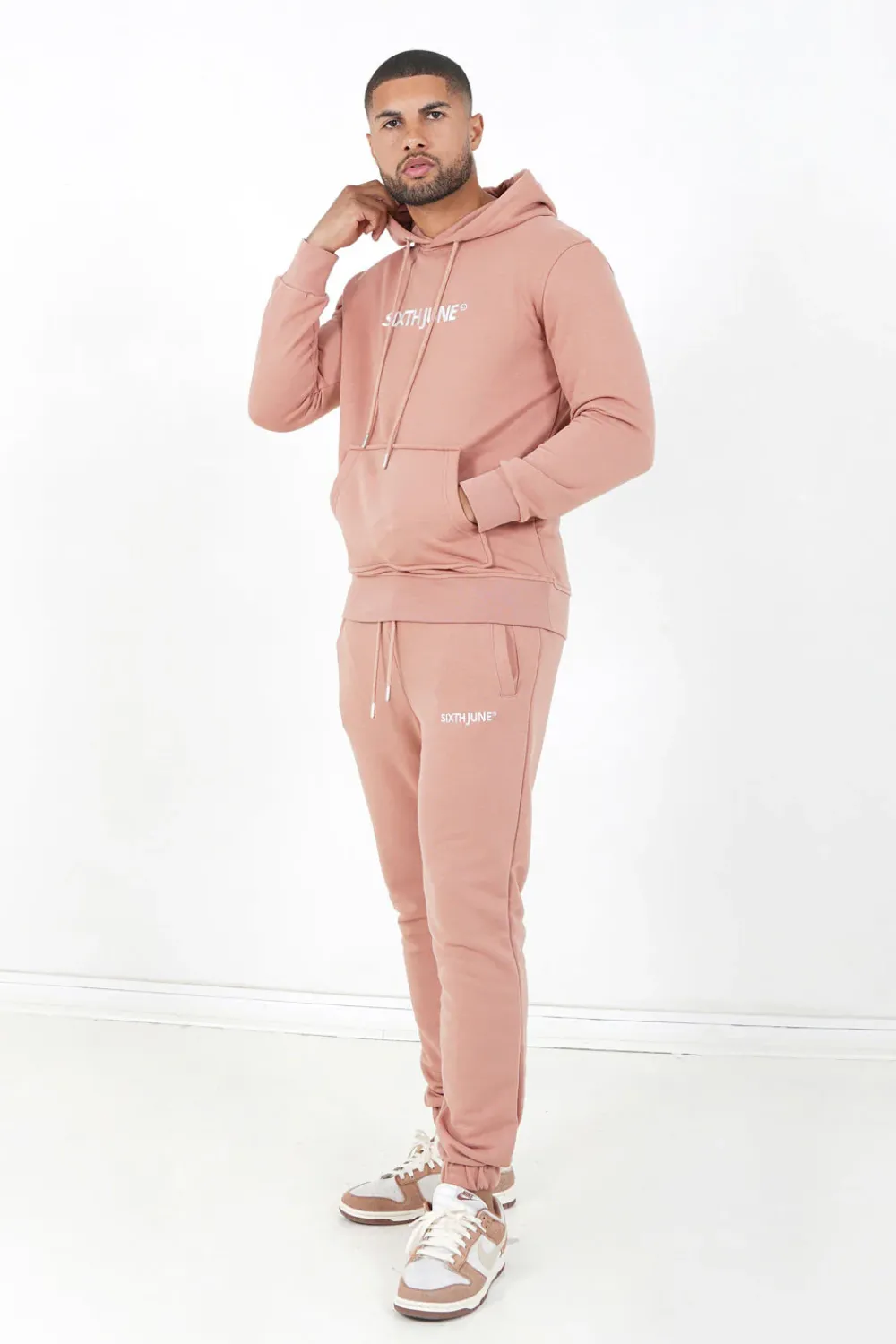 Homme Sixth June Pantalons | Jogging Soft Logo Brode Rose