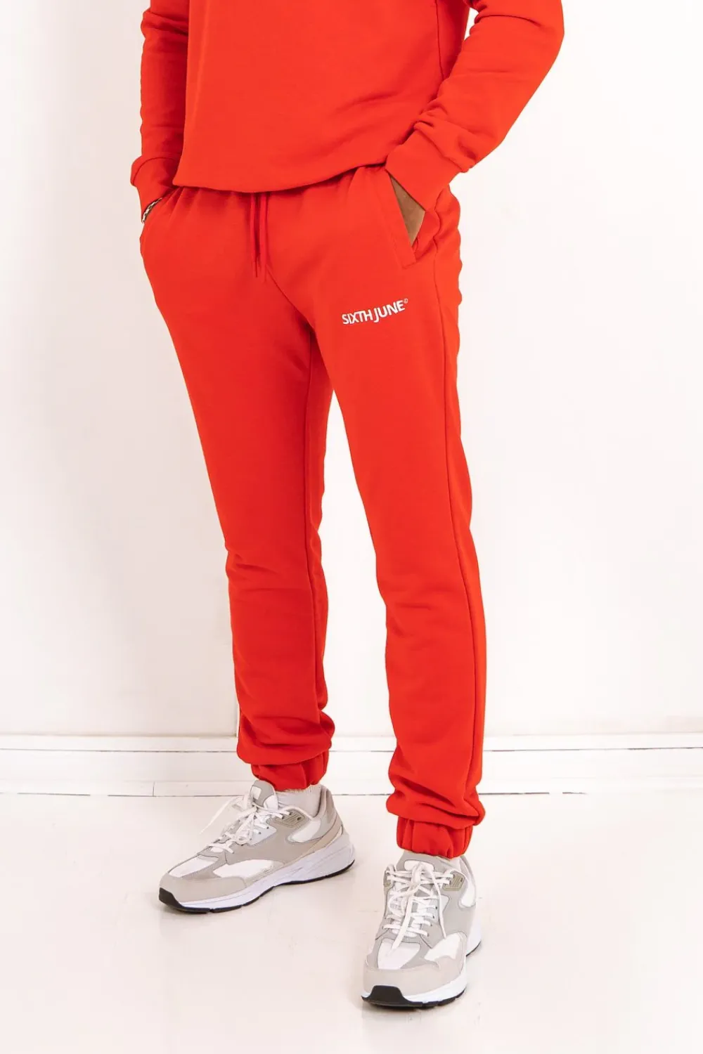 Homme Sixth June Pantalons | Jogging Soft Logo Brode Rouge