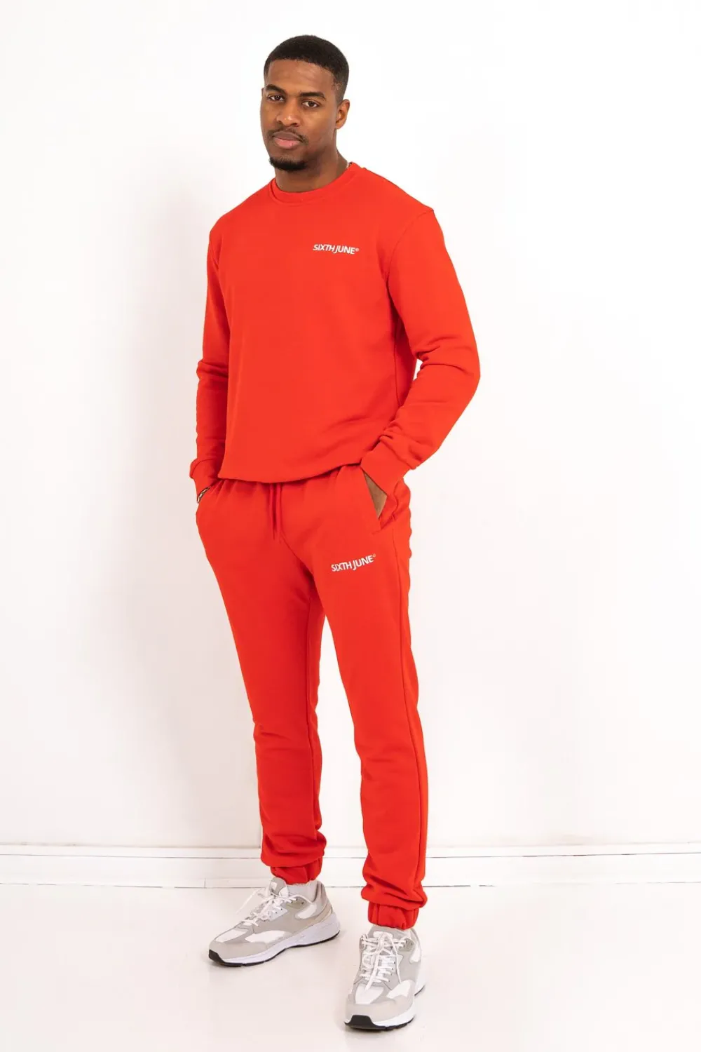 Homme Sixth June Pantalons | Jogging Soft Logo Brode Rouge