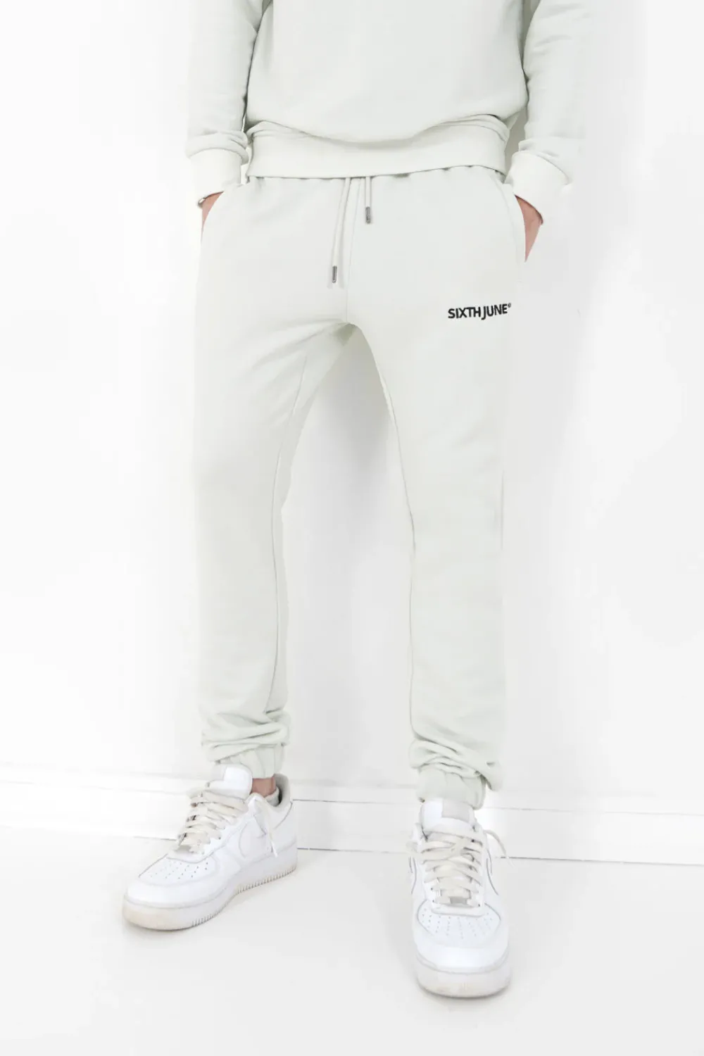 Homme Sixth June Pantalons | Jogging Soft Logo Brode Vert Clair