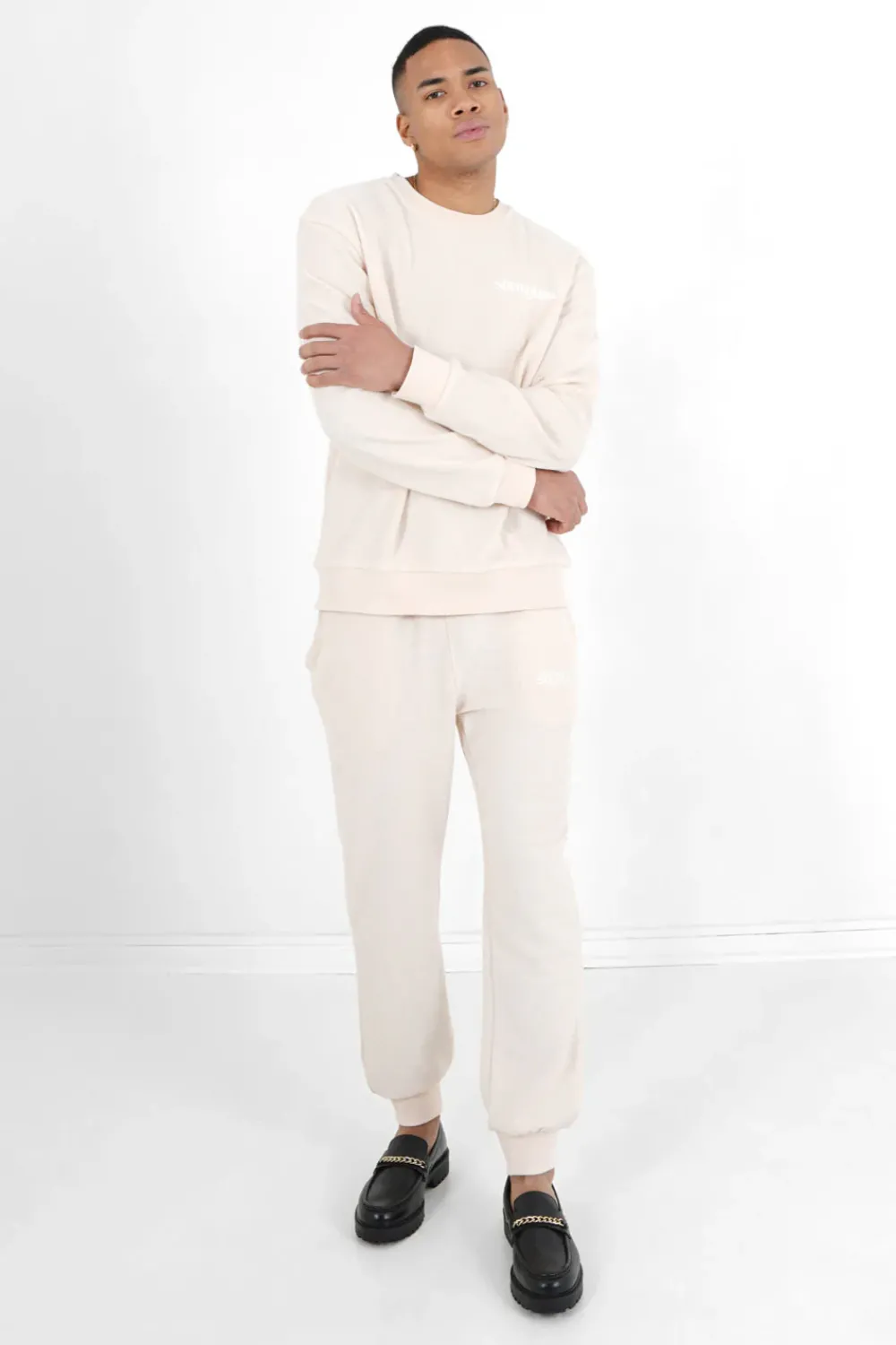 Homme Sixth June Pantalons | Jogging Tissu Bouclette Blanc Casse