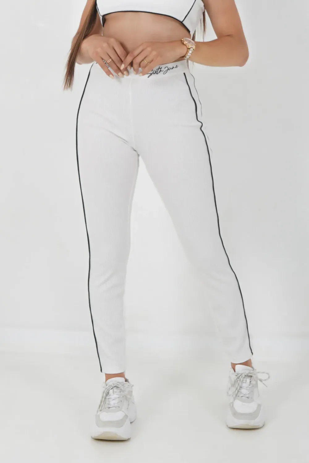 Femme Sixth June Pantalons | Legging Signature Cotele Blanc