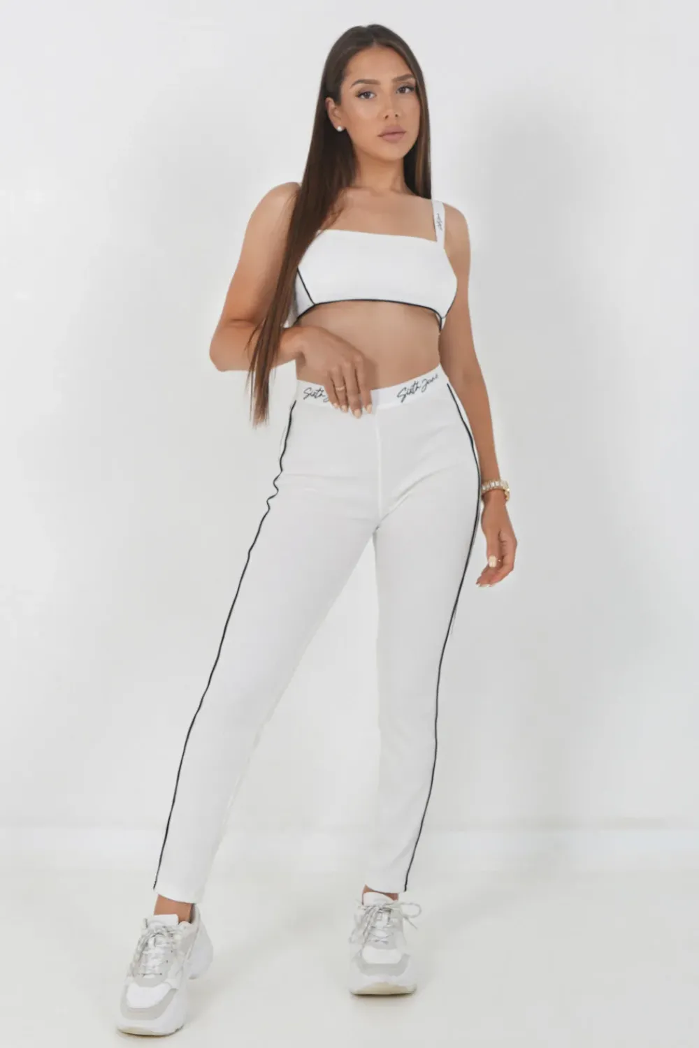 Femme Sixth June Pantalons | Legging Signature Cotele Blanc