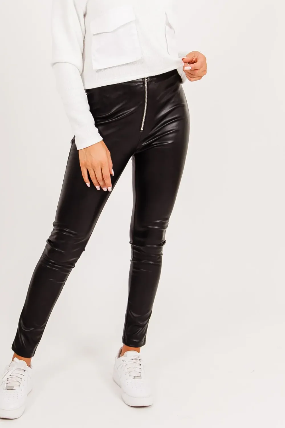 Femme Sixth June Pantalons | Legging Slim Simili Cuir Noir