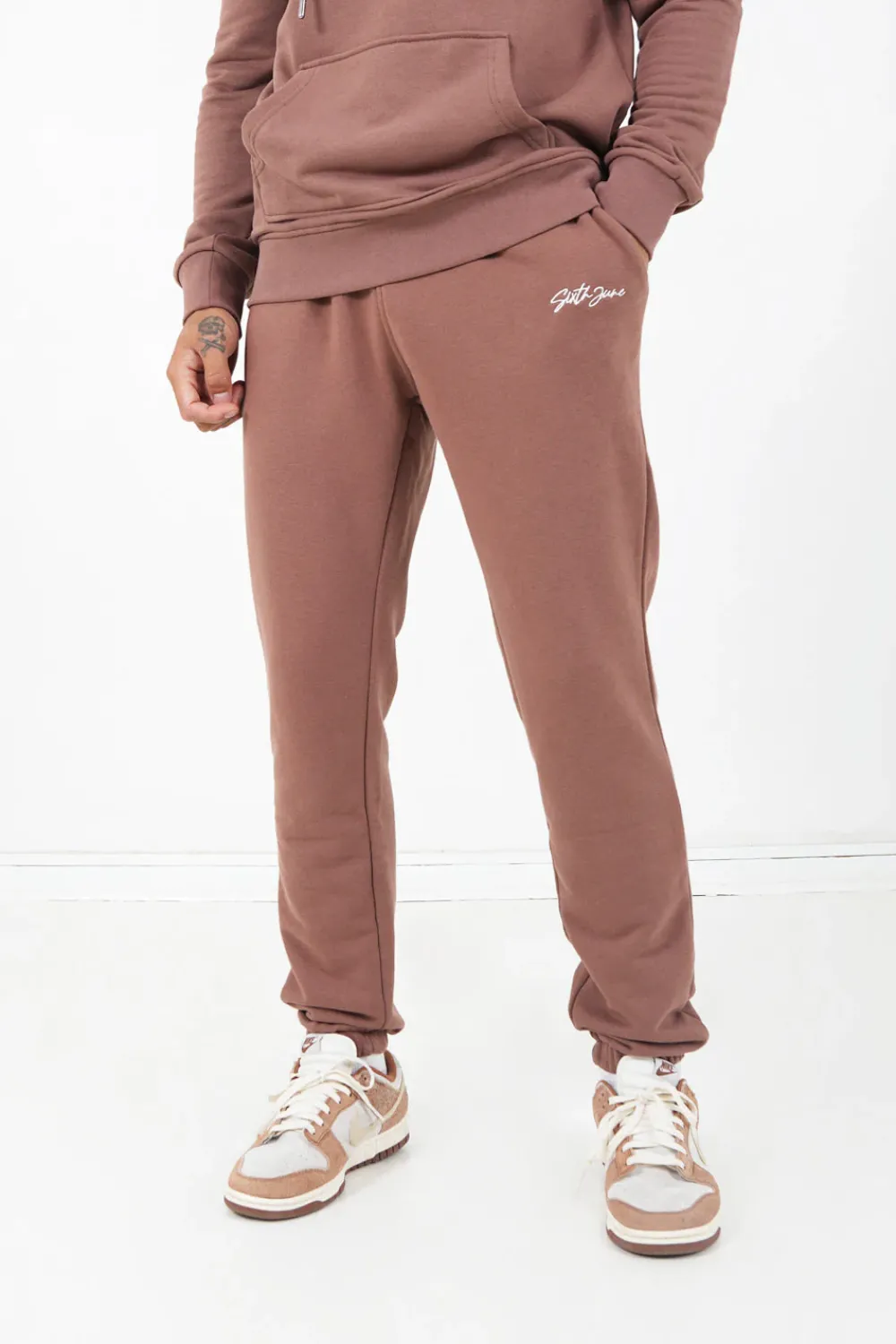 Homme Sixth June Pantalons | Logo Signature Jogging Marron