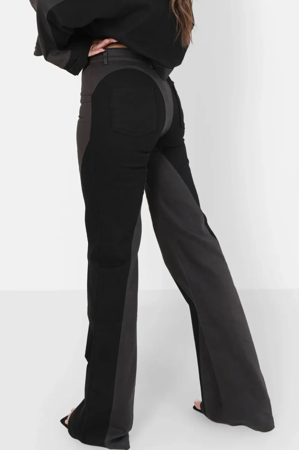 Femme Sixth June Pantalons | Pantalon Bicolore Sexy Flare Noir