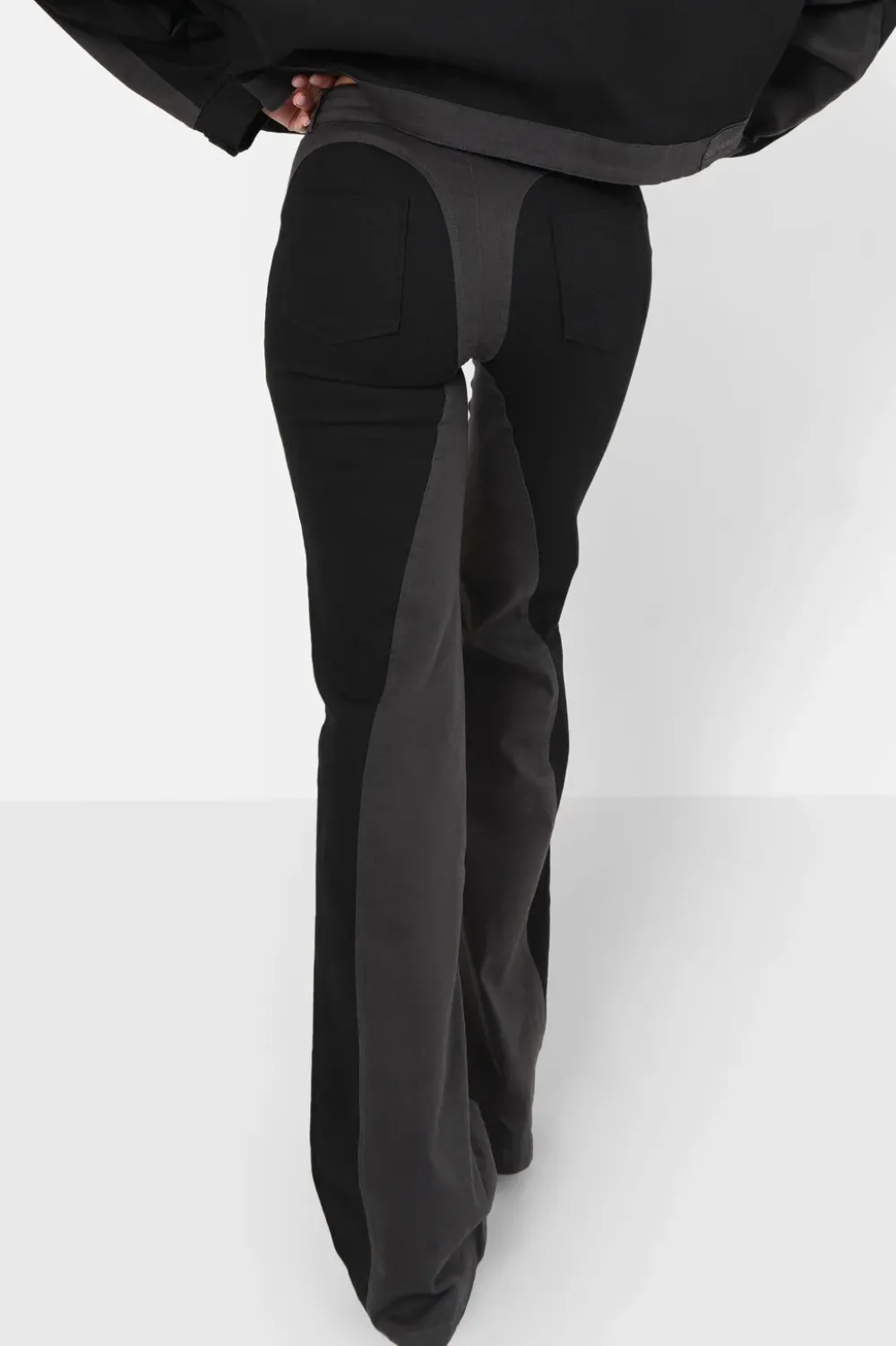 Femme Sixth June Pantalons | Pantalon Bicolore Sexy Flare Noir