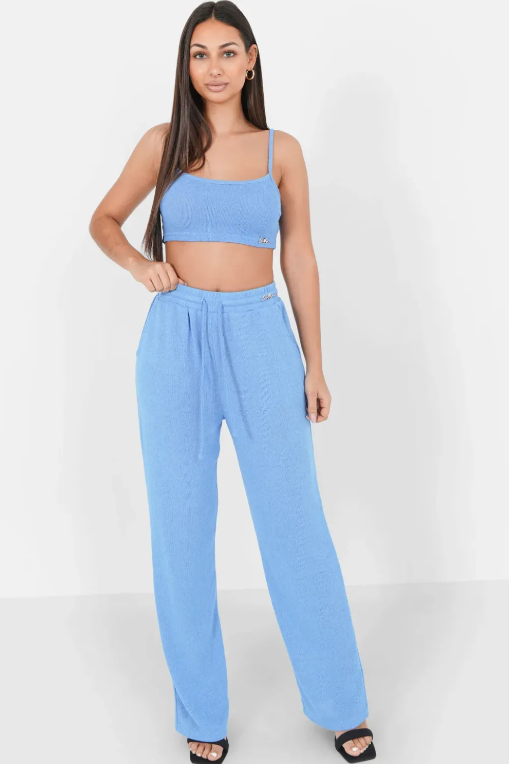 Femme Sixth June Pantalons | Pantalon Bijou Fluide Bleu