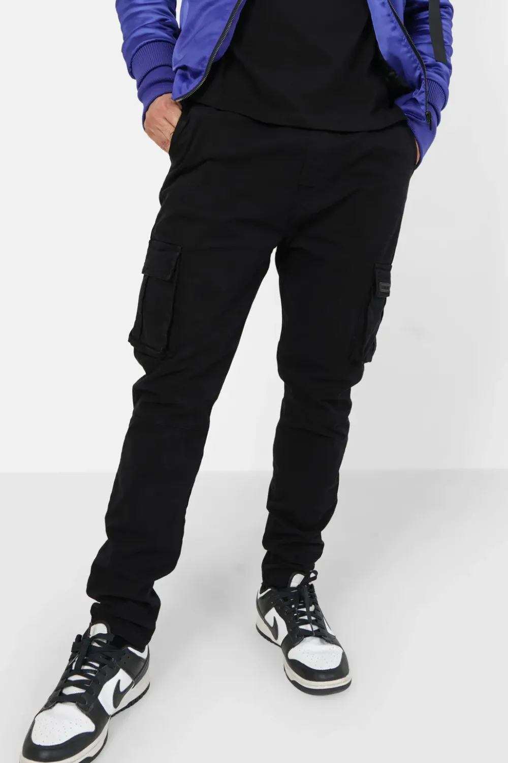 Homme Sixth June Pantalons | Pantalon Cargo Ajuste Epais Noir