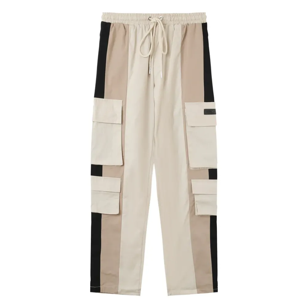 Homme Sixth June Pantalons | Pantalon Cargo Bicolore Bandes Beige
