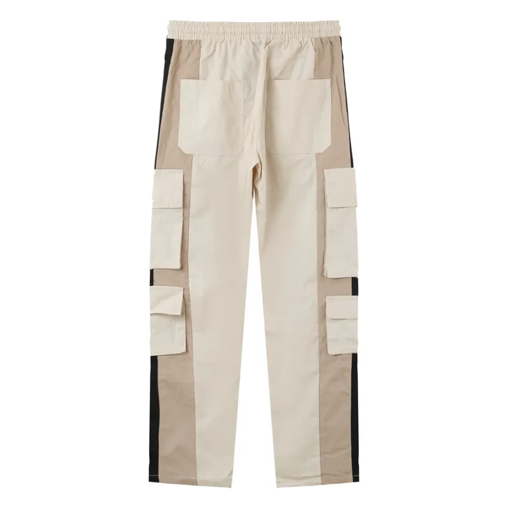 Homme Sixth June Pantalons | Pantalon Cargo Bicolore Bandes Beige