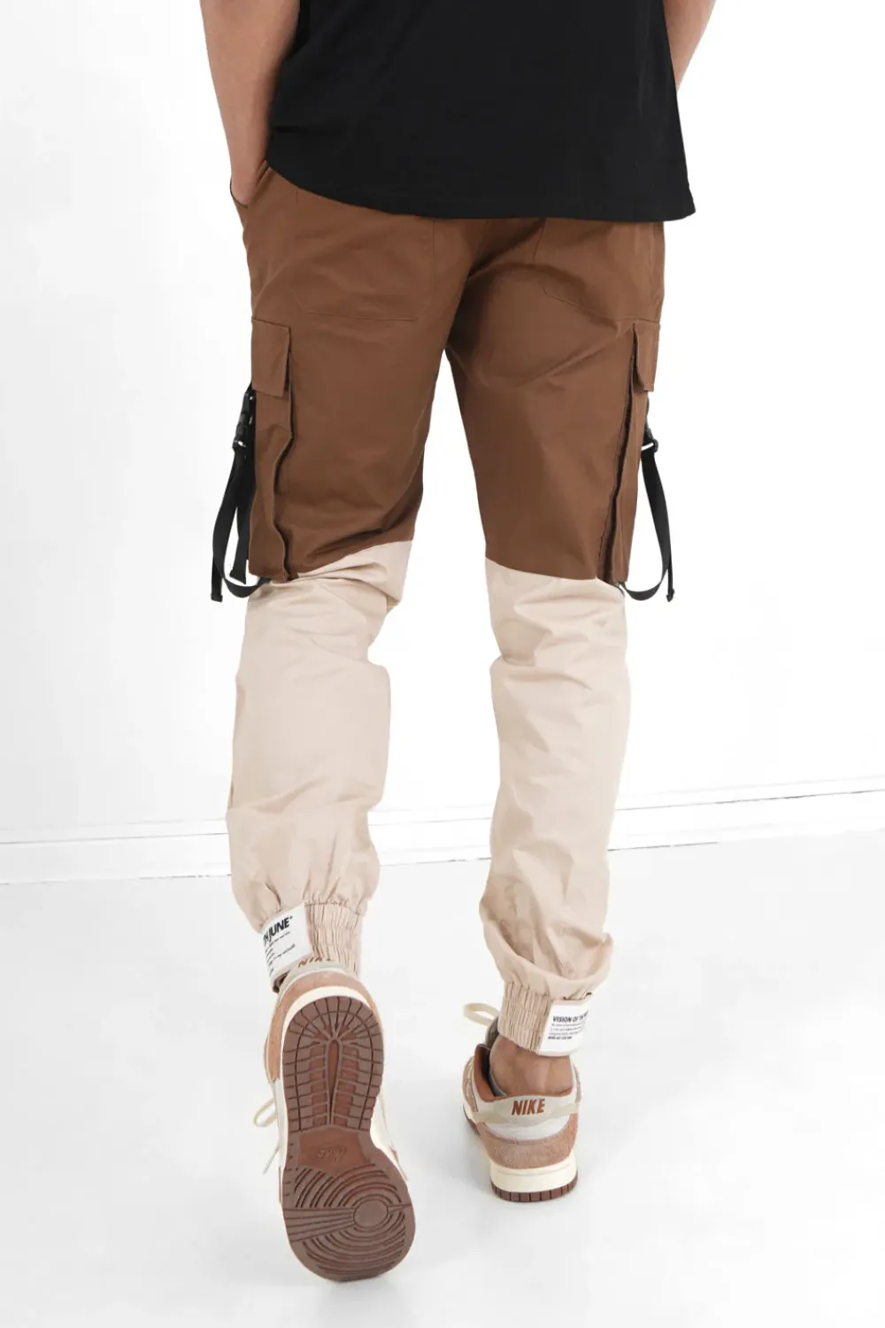 Homme Sixth June Pantalons | Pantalon Cargo Bicolore Sangles Marron