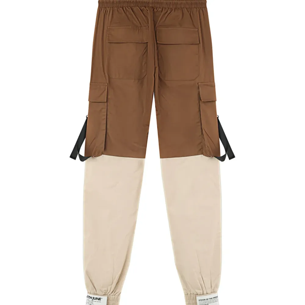Homme Sixth June Pantalons | Pantalon Cargo Bicolore Sangles Marron