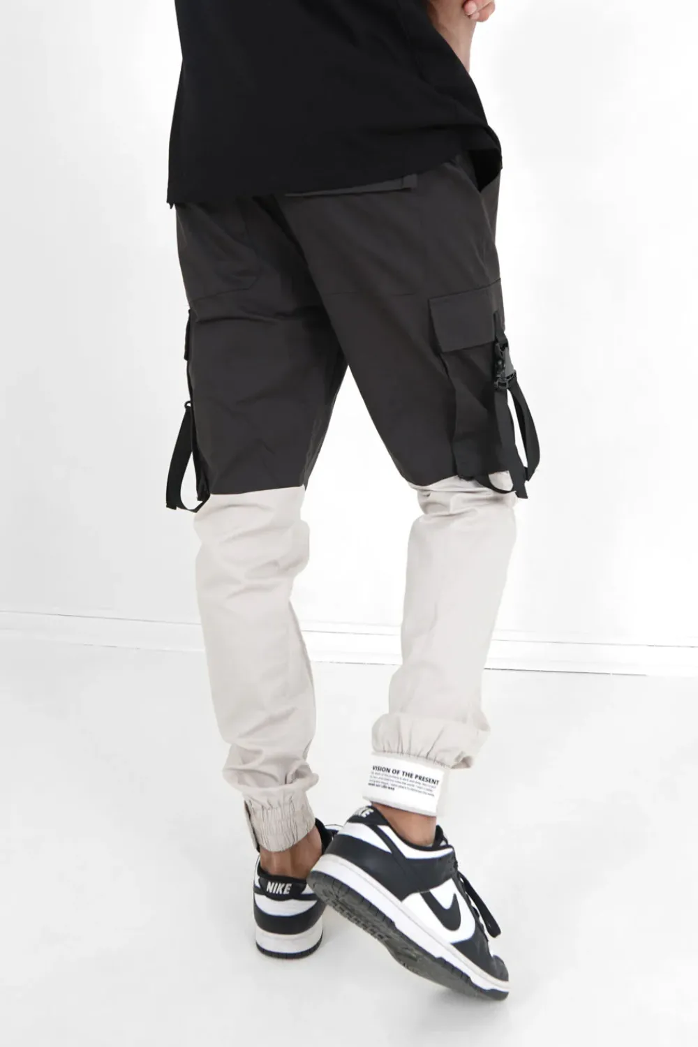 Homme Sixth June Pantalons | Pantalon Cargo Bicolore Sangles Noir