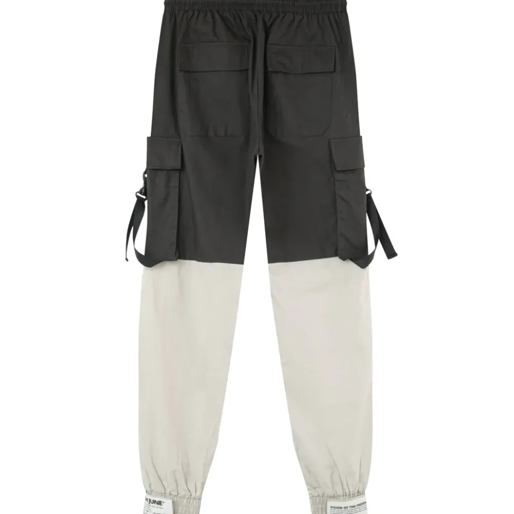 Homme Sixth June Pantalons | Pantalon Cargo Bicolore Sangles Noir