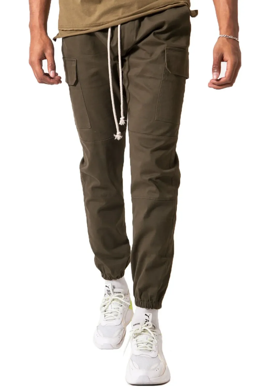 Homme Sixth June Pantalons | Pantalon Cargo Cordons Vert Kaki