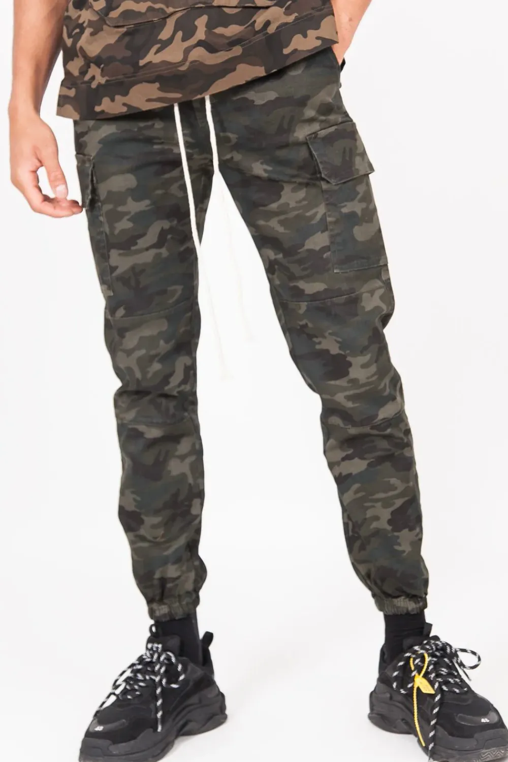 Homme Sixth June Pantalons | Pantalon Cargo Cordons Vert Kaki