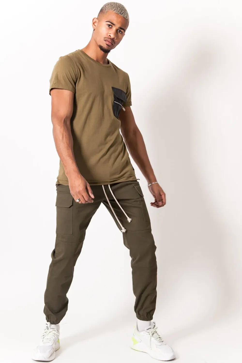 Homme Sixth June Pantalons | Pantalon Cargo Cordons Vert Kaki