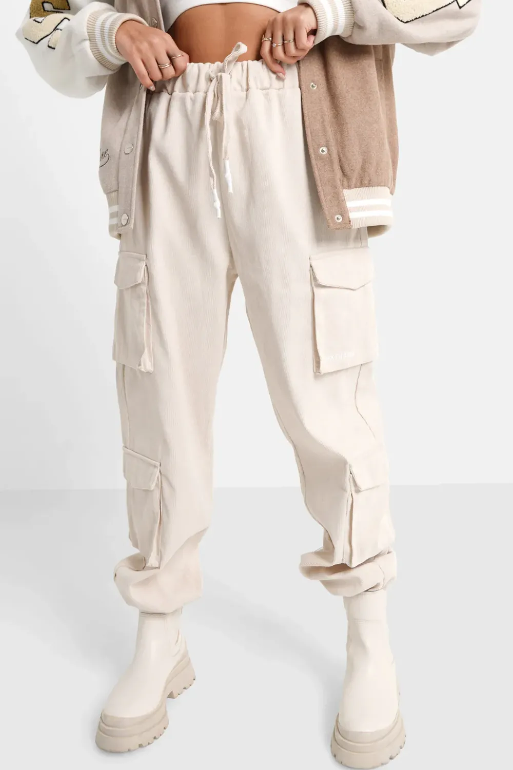 Femme Sixth June Pantalons | Pantalon Cargo Cotele Beige