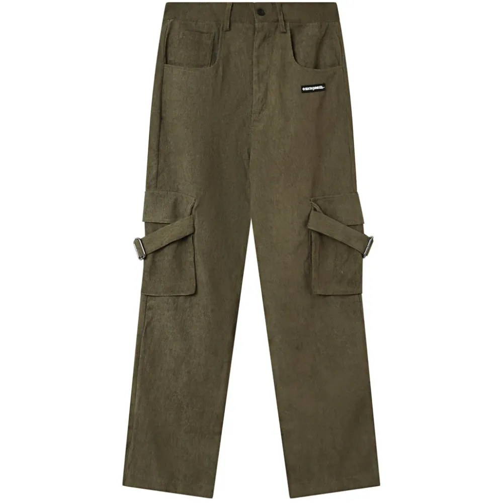 Femme Sixth June Pantalons | Pantalon Cargo Cotele Vert Fonce