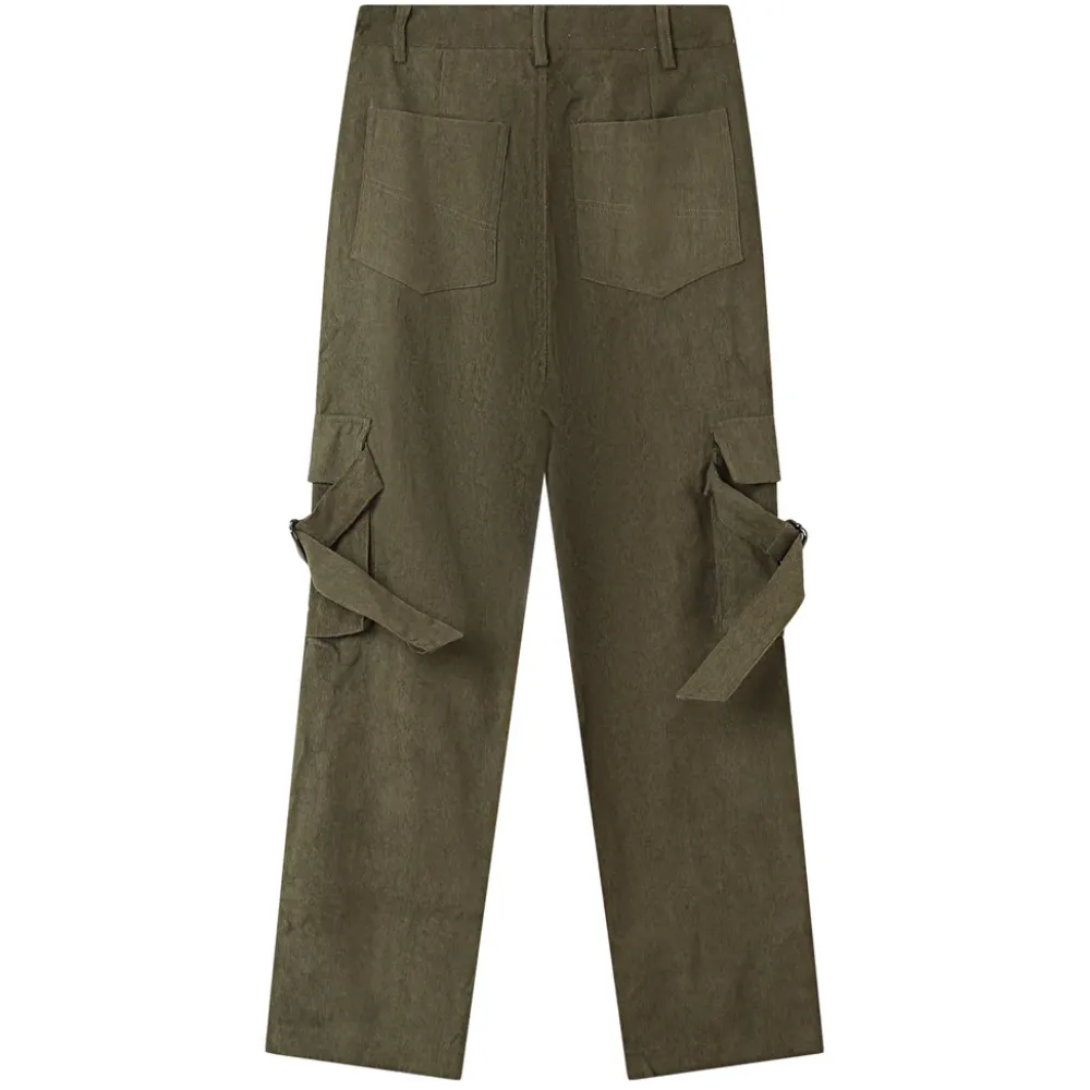 Femme Sixth June Pantalons | Pantalon Cargo Cotele Vert Fonce