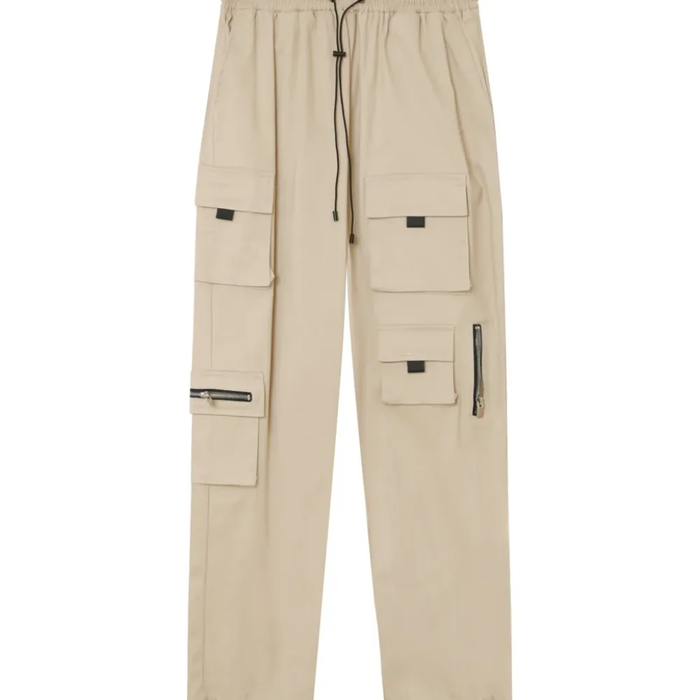 Homme Sixth June Pantalons | Pantalon Cargo Multi Poches Twill Beige