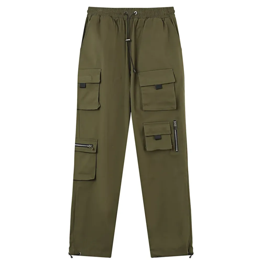 Homme Sixth June Pantalons | Pantalon Cargo Multi Poches Twill Vert Kaki