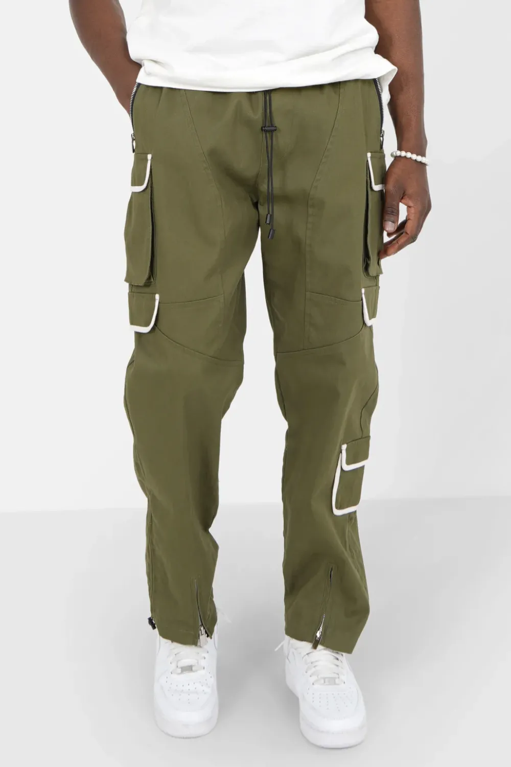 Homme Sixth June Pantalons | Pantalon Cargo Muti Poches Droit Vert