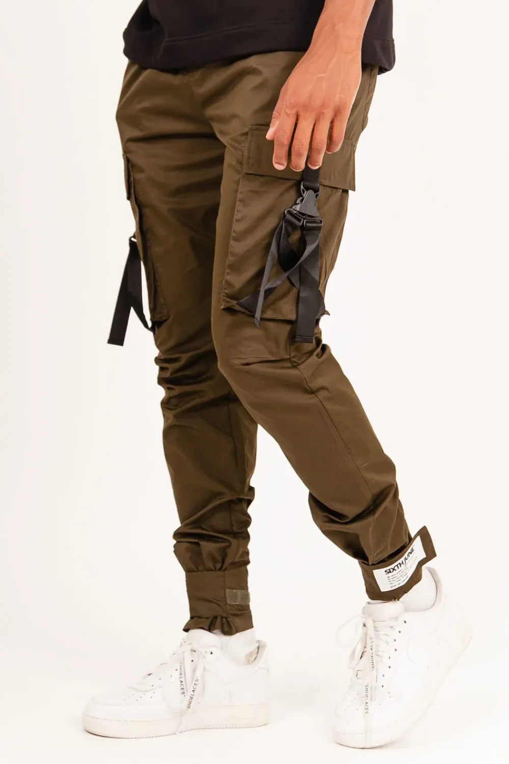 Homme Sixth June Pantalons | Pantalon Cargo Sangles Kaki