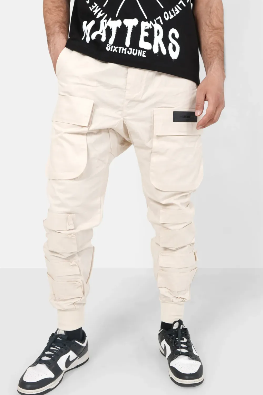 Homme Sixth June Pantalons | Pantalon Cargo Tactique Large Beige Clair