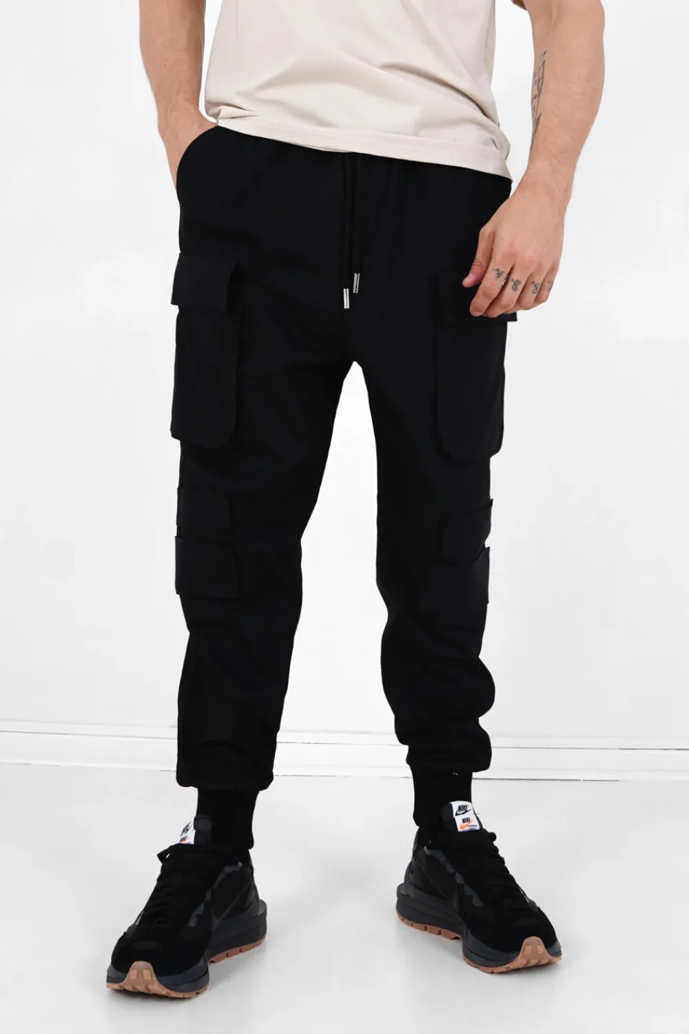 Homme Sixth June Pantalons | Pantalon Cargo Tactique Poches Noir