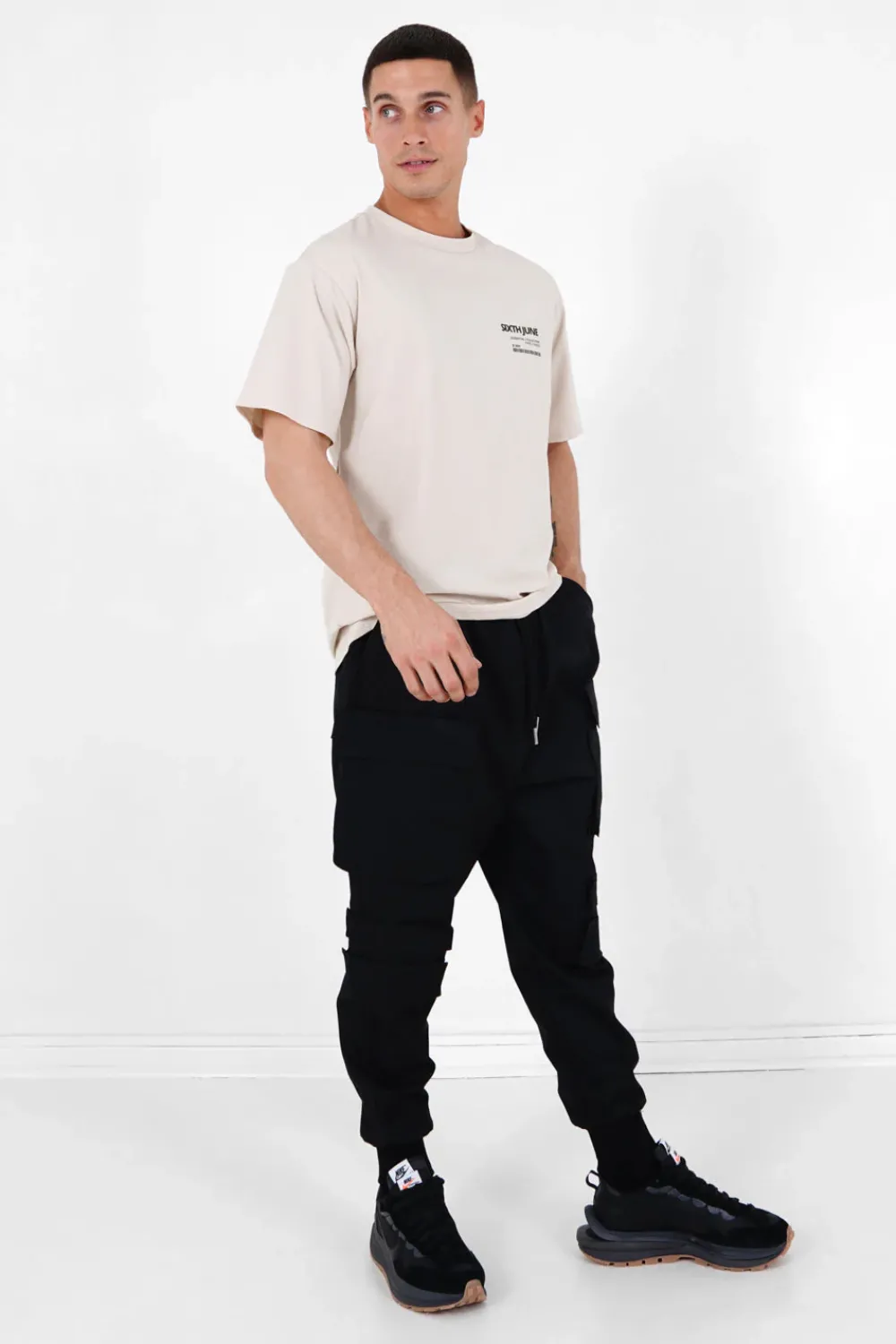 Homme Sixth June Pantalons | Pantalon Cargo Tactique Poches Noir