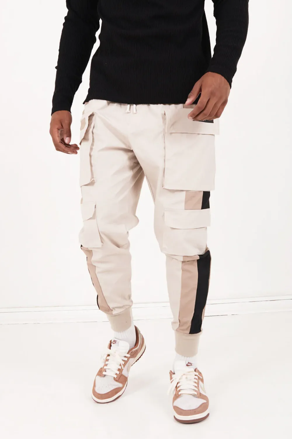 Homme Sixth June Pantalons | Pantalon Cargo Tricolore Beige